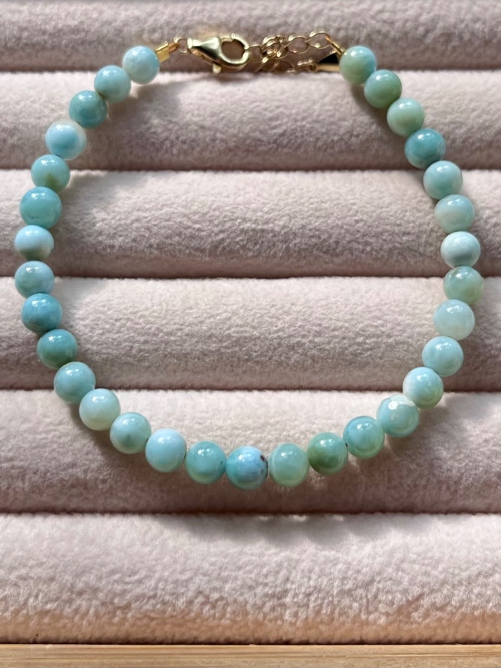 B028 | Genuine Larimar Beaded Bracelet